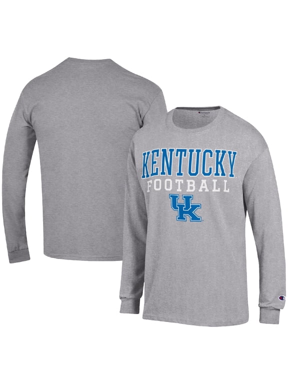Men's Champion Heather Gray Kentucky Wildcats Football Stack Long Sleeve T-Shirt