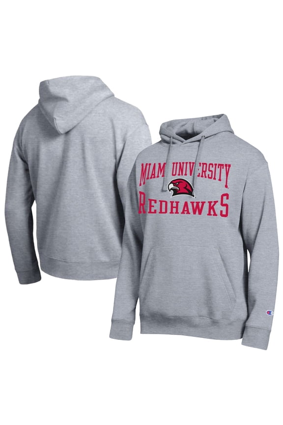 Men's Champion Heather Gray Miami University RedHawks Team Hoodie