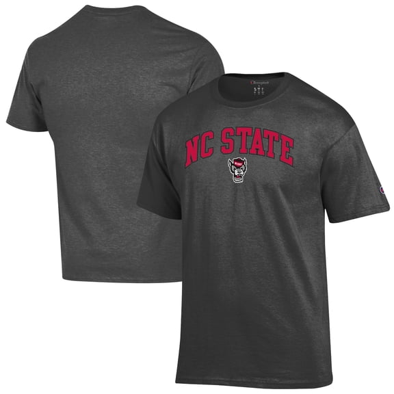 Men's-Champion  Heather Charcoal NC State Wolfpack Arch Over Logo T-Shirt