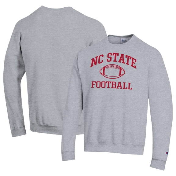 Men's Champion Heather Gray NC State Wolfpack Football Icon Pullover Sweatshirt