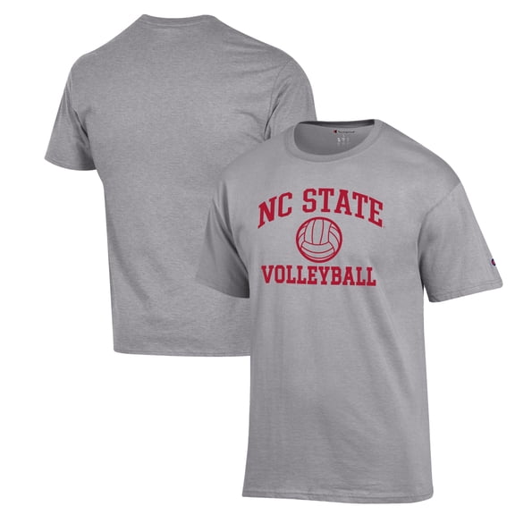 Men's Champion Heather Gray NC State Wolfpack Volleyball Icon Powerblend T-Shirt