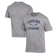Mens Champion Heather Gray North Carolina Tar Heels Lacrosse Icon Powerblend T-Shirt