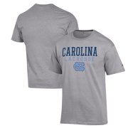 Mens Champion Heather Gray North Carolina Tar Heels Stack Logo Lacrosse Powerblend T-Shirt