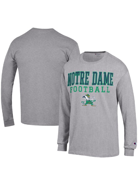 Men's Champion Heather Gray Notre Dame Fighting Irish Football Stack Long Sleeve T-Shirt