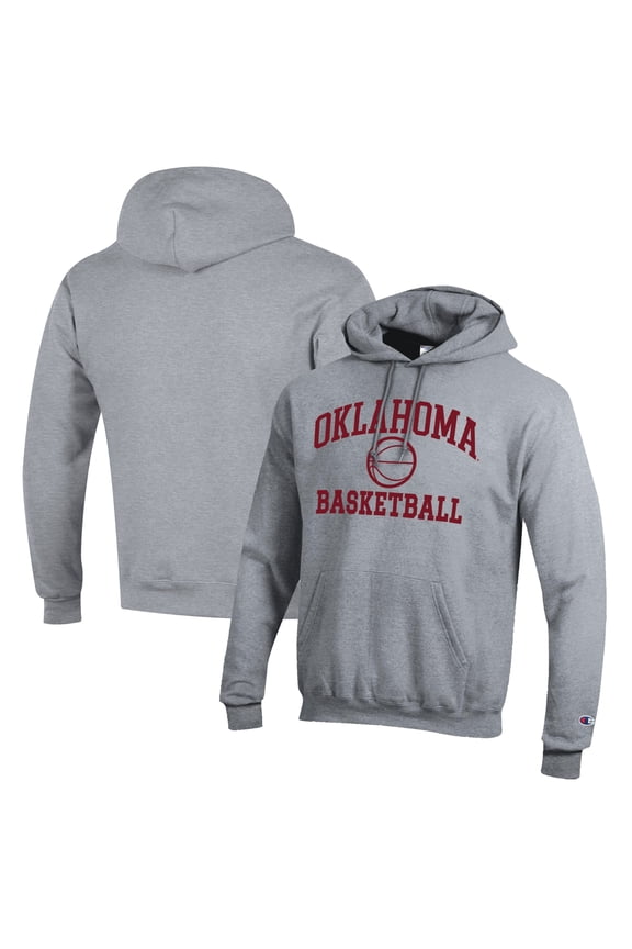 Men's Champion Heather Gray Oklahoma Sooners Basketball Icon Pullover Hoodie