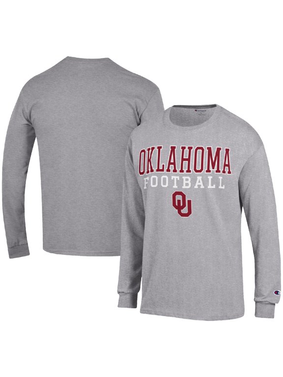 Men's Champion Heather Gray Oklahoma Sooners Football Stack Long Sleeve T-Shirt