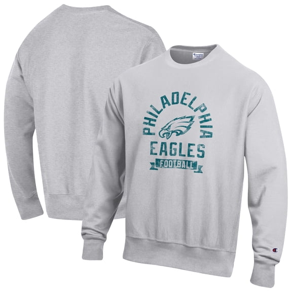 Men's Champion Heather Gray Philadelphia Eagles Reverse Weave Fleece Pullover Sweatshirt