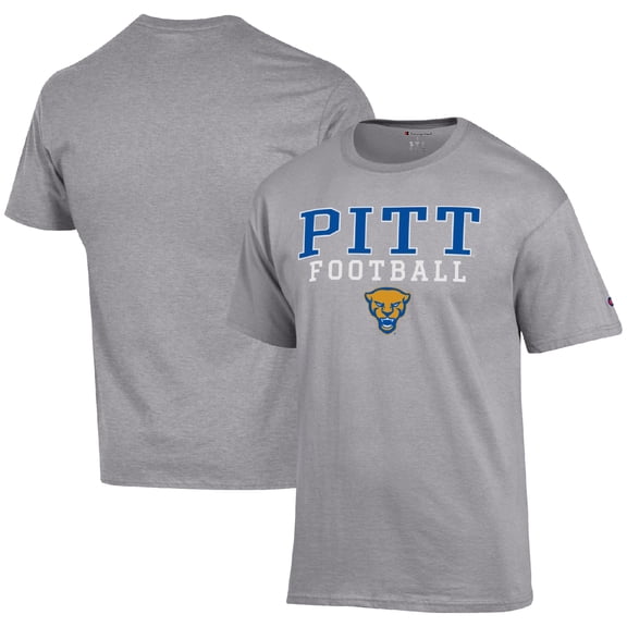 Men's Champion Heather Gray Pitt Panthers Football Stack T-Shirt