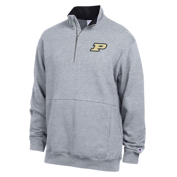 Men's Champion Heather Gray Purdue Boilermakers Fleece Quarter-Zip Pullover