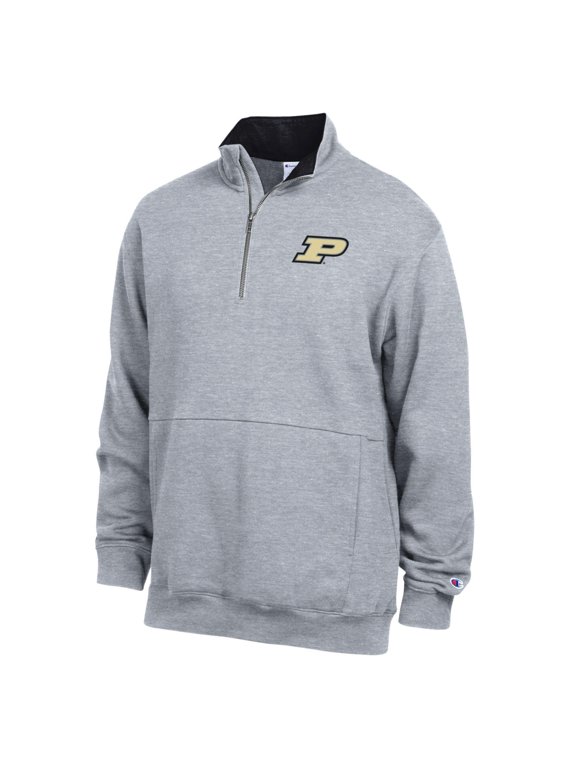 Men's Champion Heather Gray Purdue Boilermakers Fleece Quarter-Zip Pullover