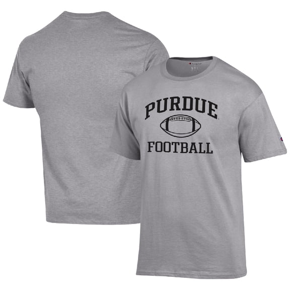 Men's Champion Heather Gray Purdue Boilermakers Football Icon  T-Shirt