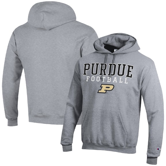 Men's Champion Heather Gray Purdue Boilermakers Football Stack Pullover Hoodie