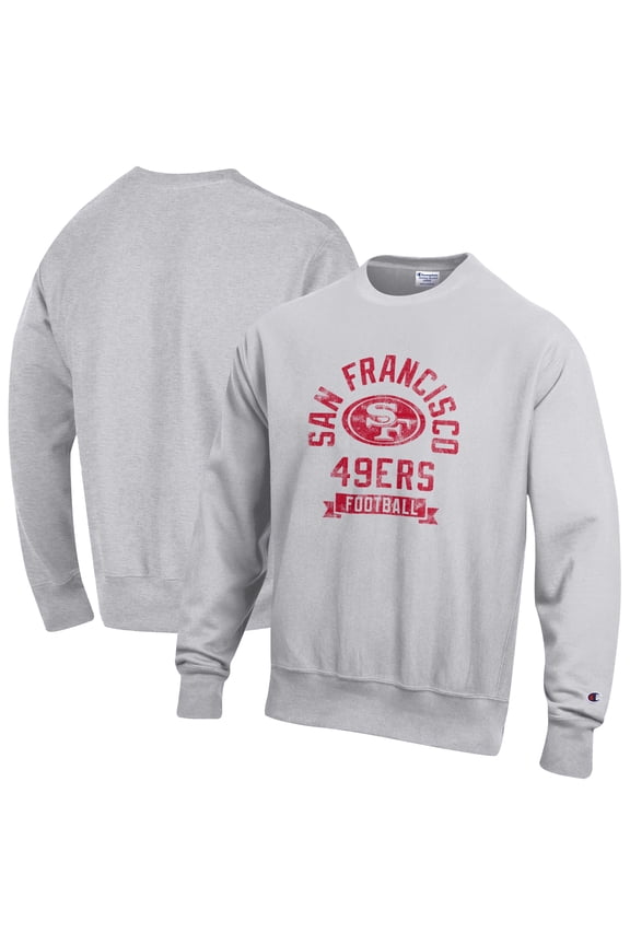 Men's Champion  Heather Gray San Francisco 49ers Reverse Weave Fleece Pullover Sweatshirt