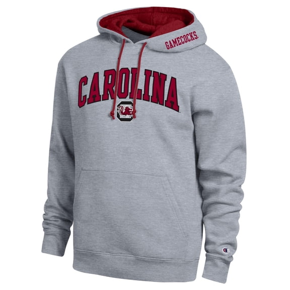 Men's Champion Heather Gray South Carolina Gamecocks Arch Tackle Twill Hoodie