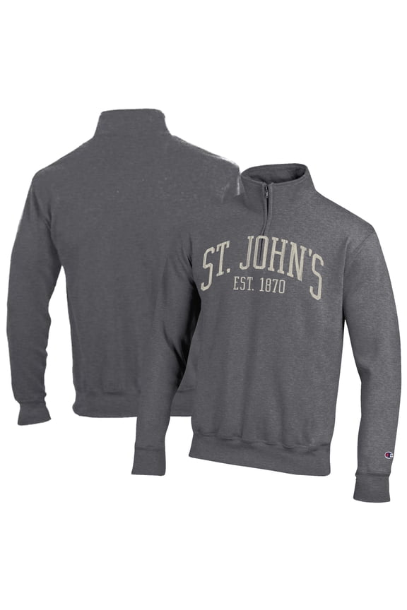 Men's Champion Heather Gray St. John's Red Storm Established Date Quarter-Zip Pullover