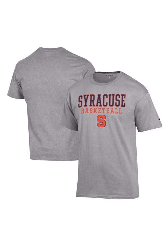 Men's Champion Heather Gray Syracuse Orange Basketball Stack T-Shirt