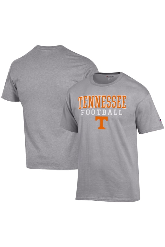 Men's Champion Heather Gray Tennessee Volunteers Football Stack T-Shirt