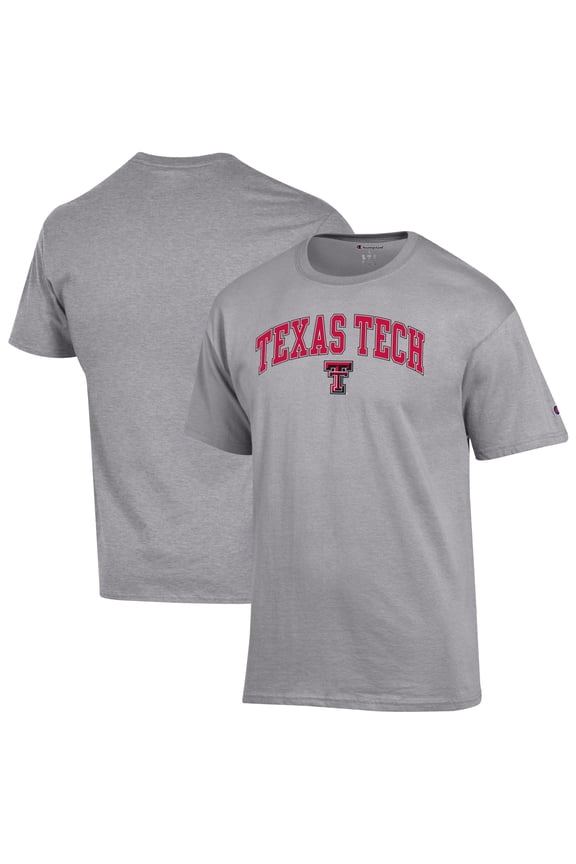 Men's-Champion  Heather Gray Texas Tech Red Raiders Arch Over Logo T-Shirt