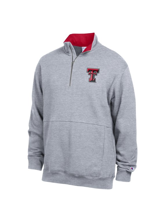 Men's Champion Heather Gray Texas Tech Red Raiders Fleece Quarter-Zip Pullover