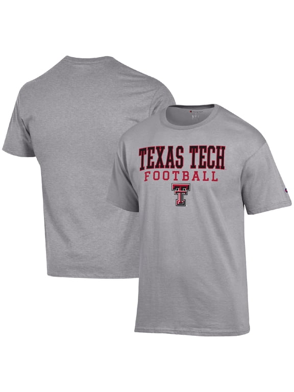 Men's Champion Heather Gray Texas Tech Red Raiders Football Stack T-Shirt