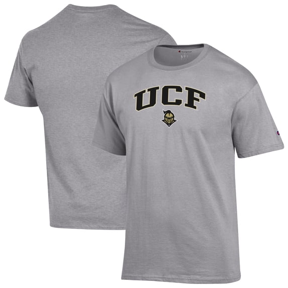 Men's-Champion Heather Gray UCF Knights Arch Over Logo T-Shirt