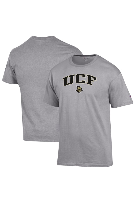 Men's-Champion Heather Gray UCF Knights Arch Over Logo T-Shirt