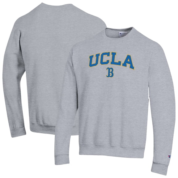 Men's-Champion Heather Gray UCLA Bruins Arch Over Logo Pullover Sweatshirt
