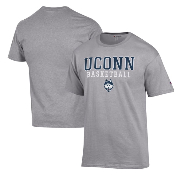 Men's Champion Heather Gray UConn Huskies Basketball Stack T-Shirt
