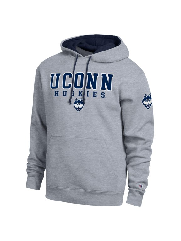 Men's Champion Heather Gray UConn Huskies Contrast Hoodie