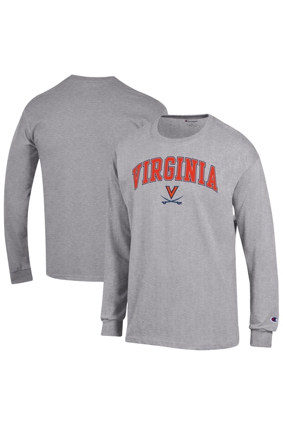 Men's Champion Heather Gray Virginia Cavaliers Basic Arch Long Sleeve T-Shirt