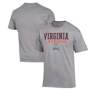 Mens Champion Heather Gray Virginia Cavaliers Stack Logo Lacrosse Powerblend T-Shirt
