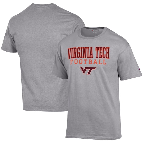 Men's Champion Heather Gray Virginia Tech Hokies Football Stack T-Shirt