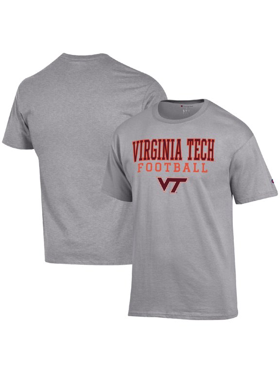 Men's Champion Heather Gray Virginia Tech Hokies Football Stack T-Shirt