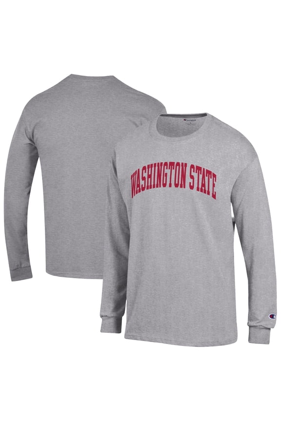 Men's Champion  Heather Gray Washington State Cougars Basic Arch Long Sleeve T-Shirt