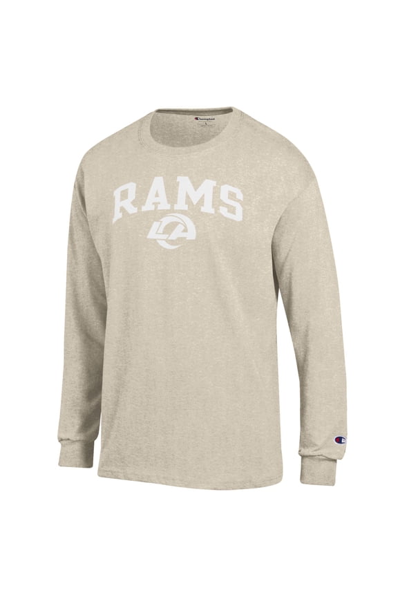 Men's Champion  Heather Oatmeal Los Angeles Rams Jersey Long Sleeve T-Shirt