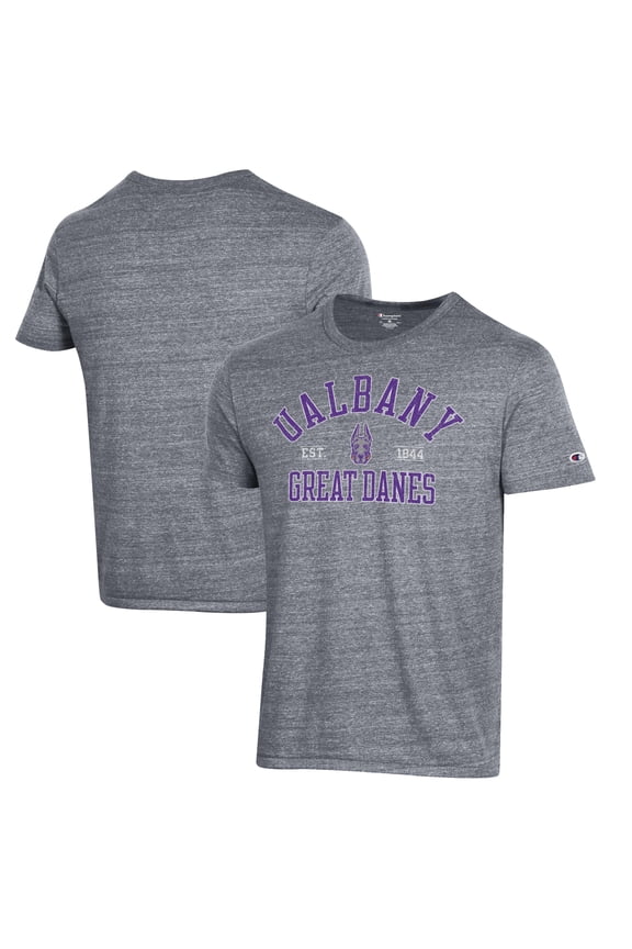 Men's Champion Heathered Gray Albany Great Danes Ultimate Tri-Blend T-Shirt