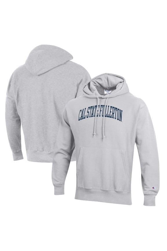 Men's Champion Heathered Gray Cal State Fullerton Titans Reverse Weave Fleece Pullover Hoodie