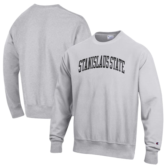 Men's Champion Heathered Gray Cal State Stanislaus Warriors Reverse Weave Fleece Crewneck Sweatshirt