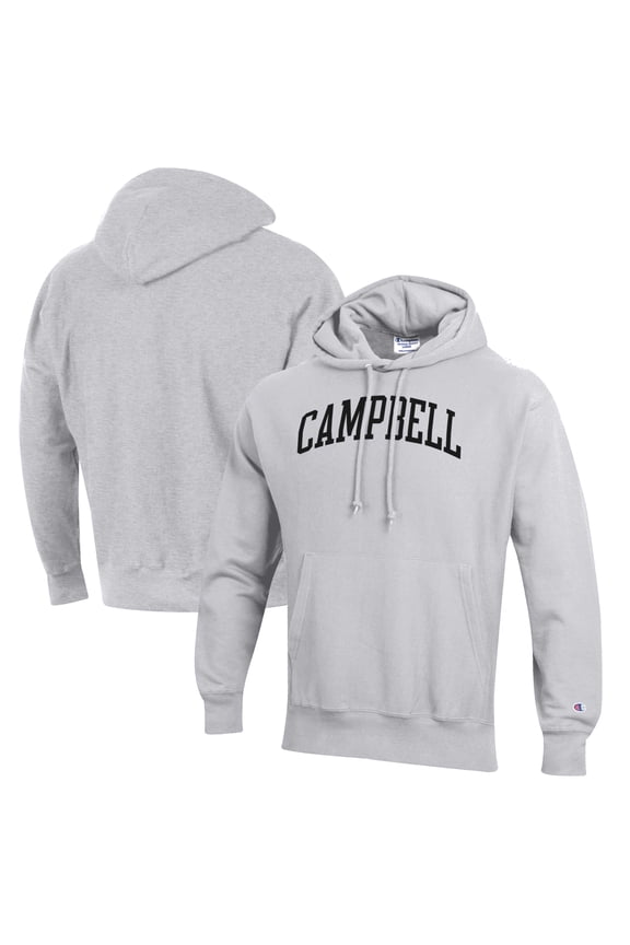 Men's Champion Heathered Gray Campbell Fighting Camels Reverse Weave Fleece Pullover Hoodie