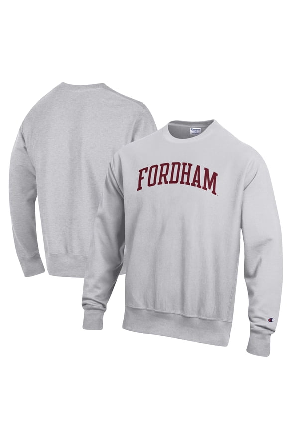 Men's Champion Heathered Gray Fordham Rams Reverse Weave Fleece Crewneck Sweatshirt