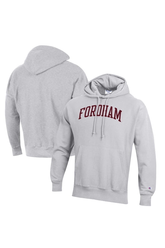 Men's Champion Heathered Gray Fordham Rams Reverse Weave Fleece Pullover Hoodie