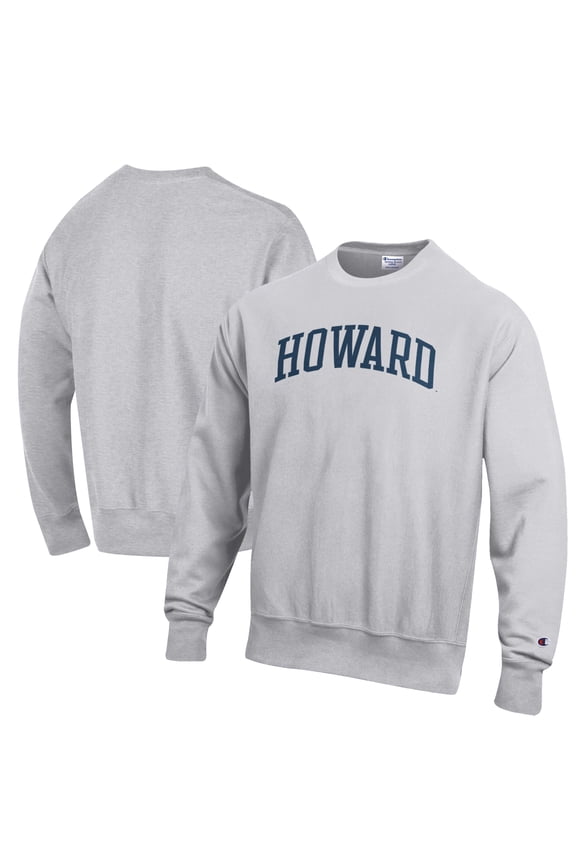 Men's Champion Heathered Gray Howard Bison Reverse Weave Fleece Crewneck Sweatshirt