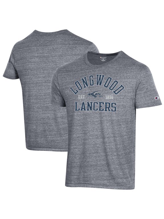 Men's Champion Heathered Gray Longwood Lancers Ultimate Tri-Blend T-Shirt