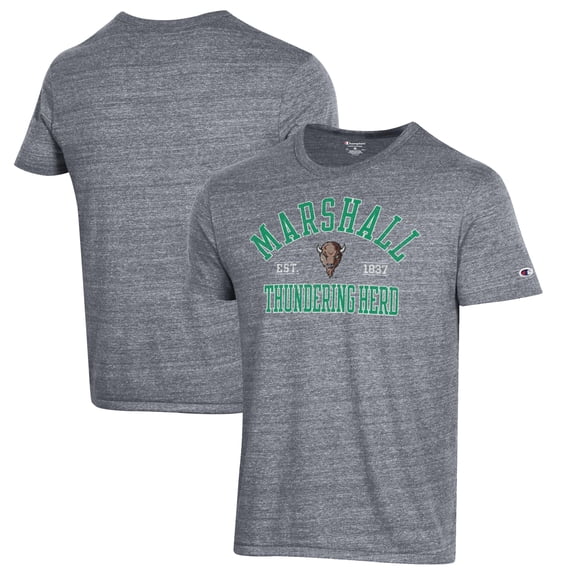 Men's Champion Heathered Gray Marshall Thundering Herd Ultimate Tri-Blend T-Shirt
