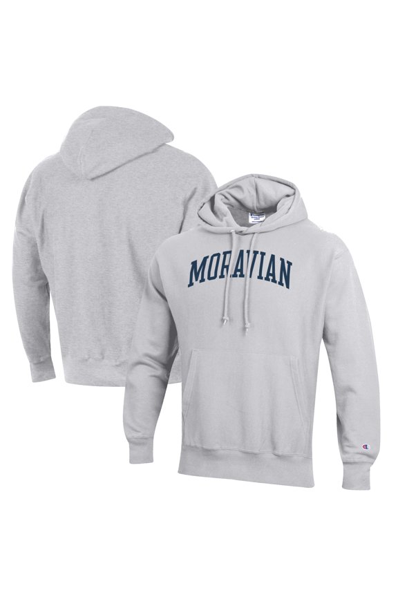 Men's Champion Heathered Gray Moravian Greyhounds Reverse Weave Fleece Pullover Hoodie