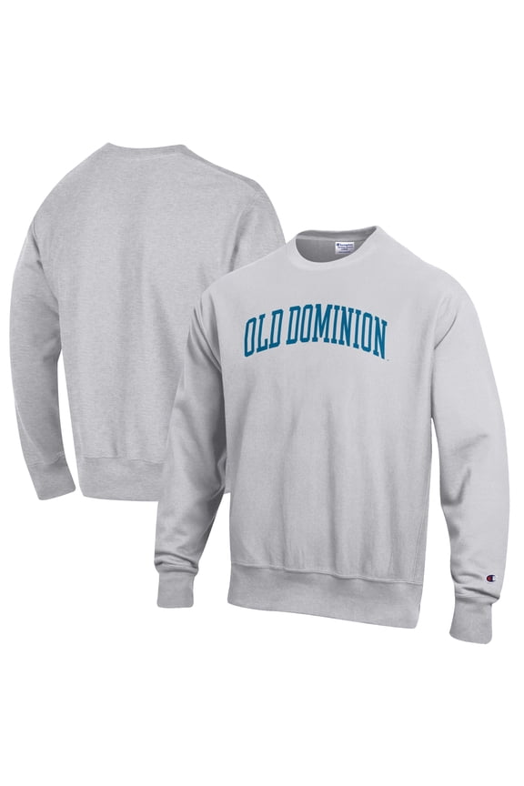 Men's Champion Heathered Gray Old Dominion Monarchs Reverse Weave Fleece Crewneck Sweatshirt