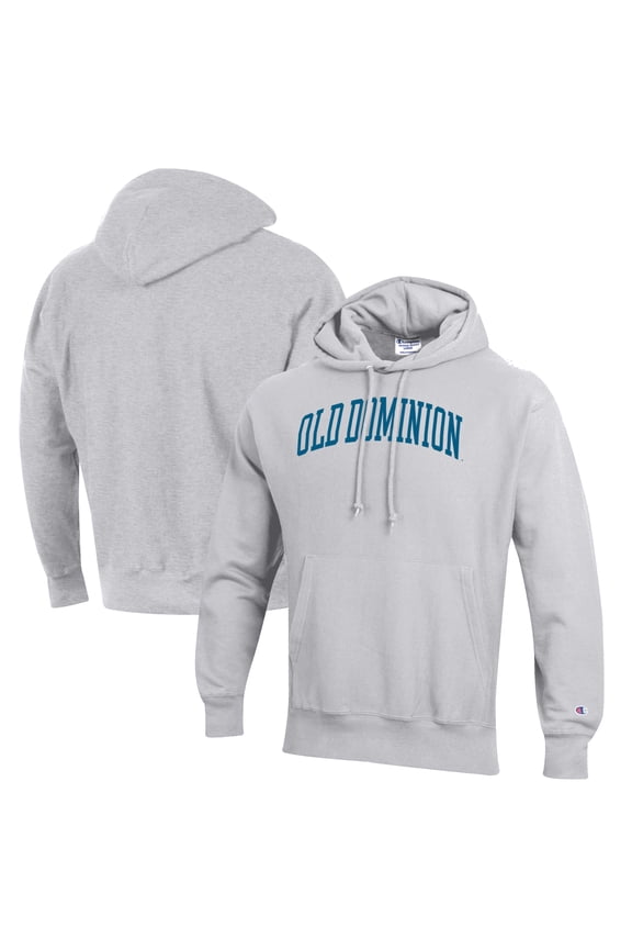 Men's Champion Heathered Gray Old Dominion Monarchs Reverse Weave Fleece Pullover Hoodie