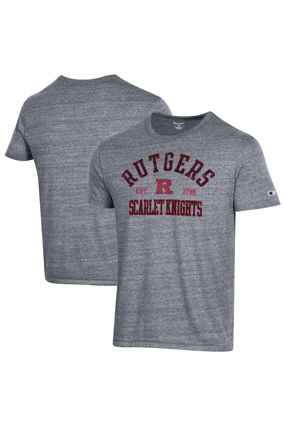 Men's Champion Heathered Gray Rutgers Scarlet Knights Ultimate Tri-Blend T-Shirt