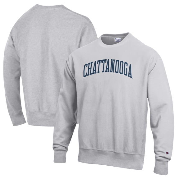 Men's Champion Heathered Gray Tennessee Chattanooga Mocs Reverse Weave Fleece Crewneck Sweatshirt