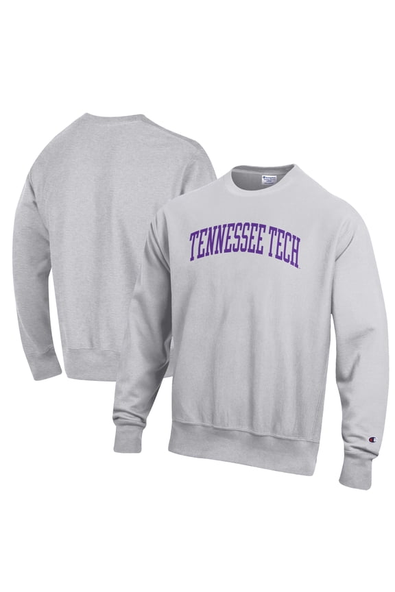 Men's Champion Heathered Gray Tennessee Tech Golden Eagles Reverse Weave Fleece Crewneck Sweatshirt